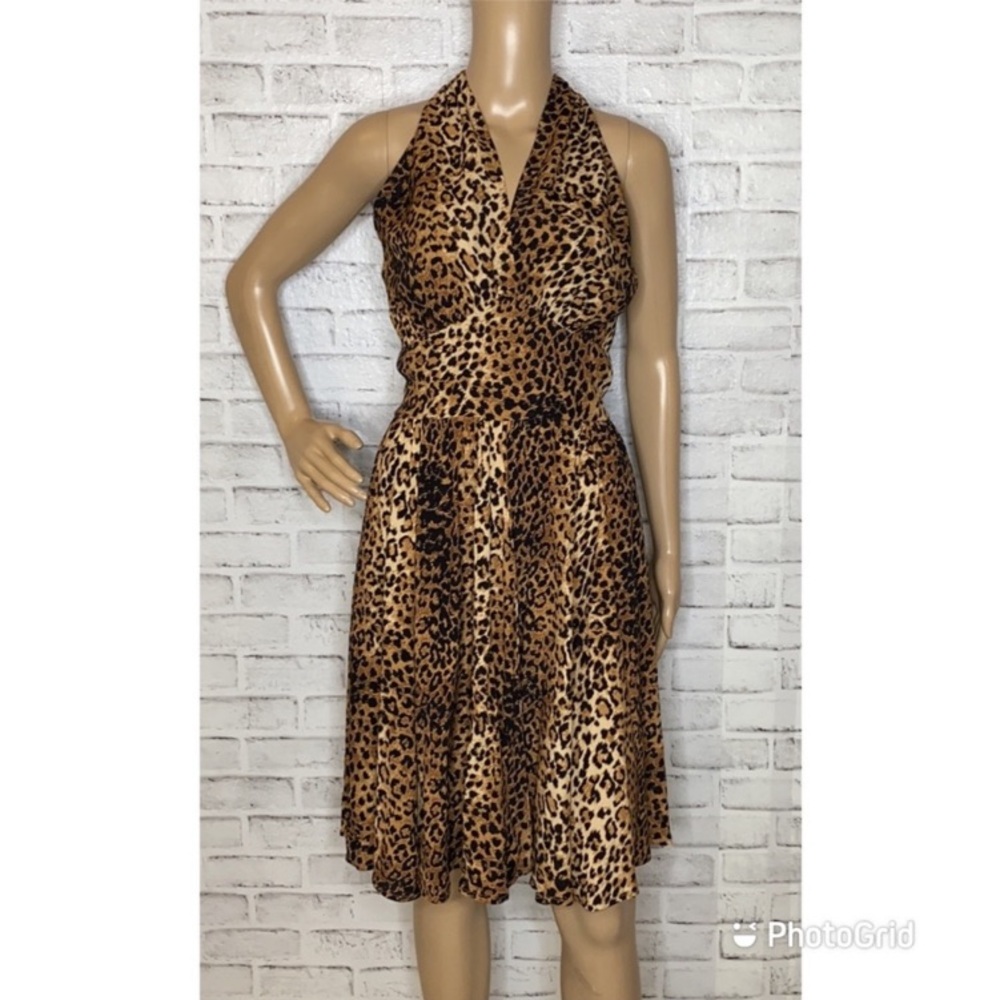 Trashy Diva Dottie Leopard Print Halter Dress Hi Low 14